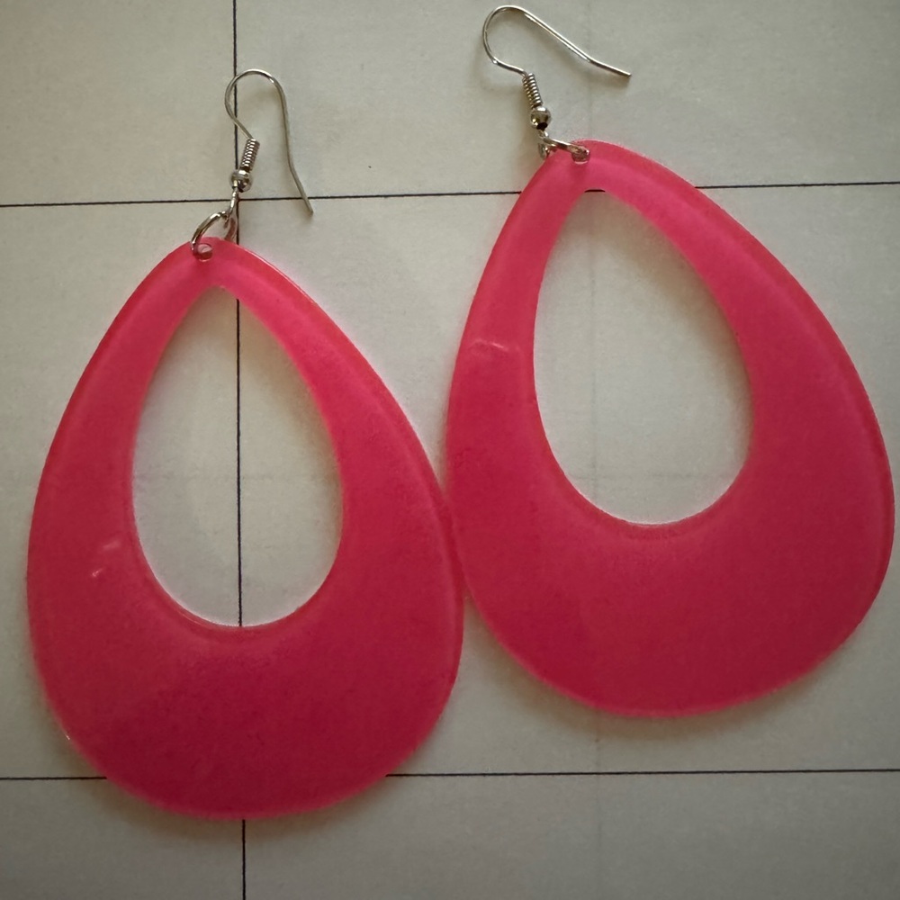 Large Pink Teardrop Earrings